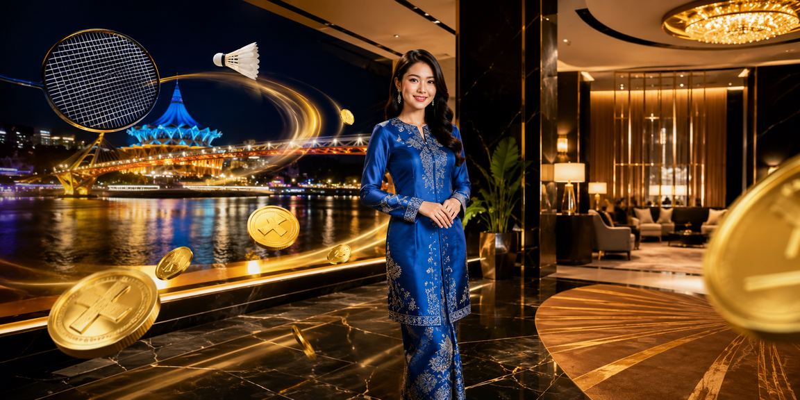 Paparan hiburan kasino gaya Kuching dengan baju kurung di platform 238